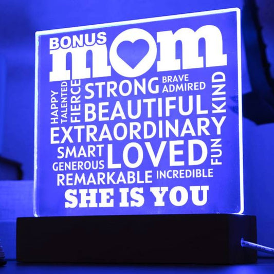 [Best Seller] Bonus MOM "She Is You" Acrylic Plaque With Lighted Base