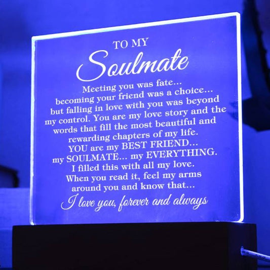 To My Soulmate "Meeting you was fate..." Acrylic Plaque with Lighted LED Base