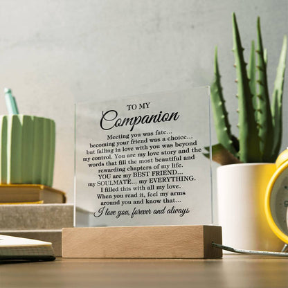 To My Companion "Meeting you was..." Acrylic Plaque With Lighted Base
