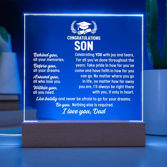 Son Graduation Gift From Dad,  Acrylic Plaque