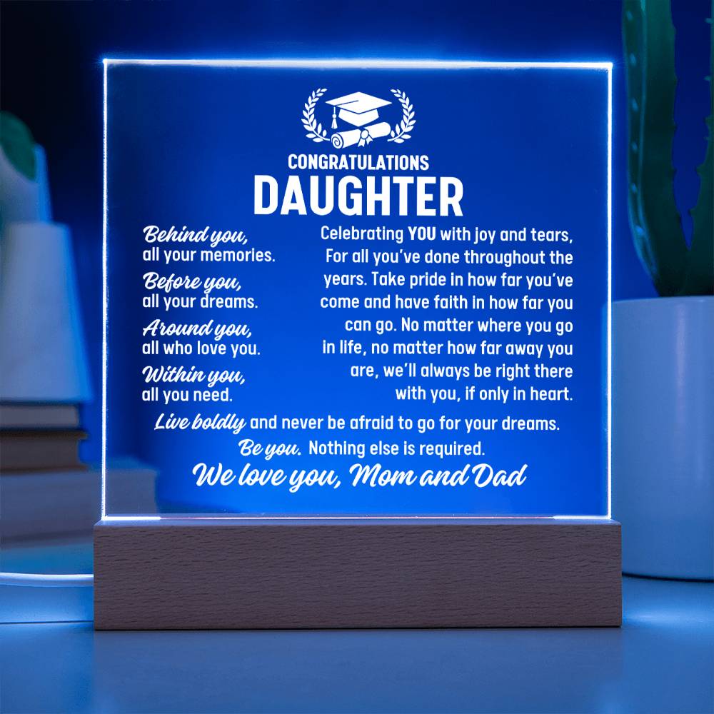 Duaghter Graduation Gift From Mom and Dad,  Acrylic Plaque