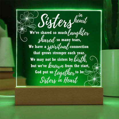 Sisters In Heart Acrylic Plague Gift