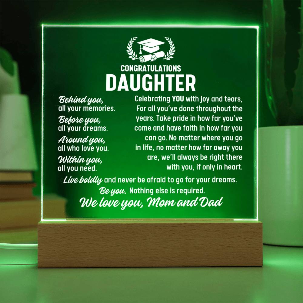 Duaghter Graduation Gift From Mom and Dad,  Acrylic Plaque