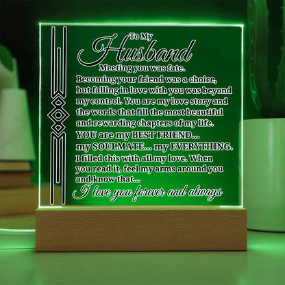 To My Husband "Meeting you was..." Acrylic Plaque With Lighted Base