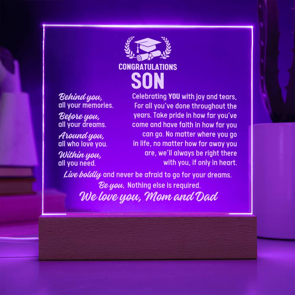 Son Graduation Gift From Mom and Dad,  Acrylic Plaque