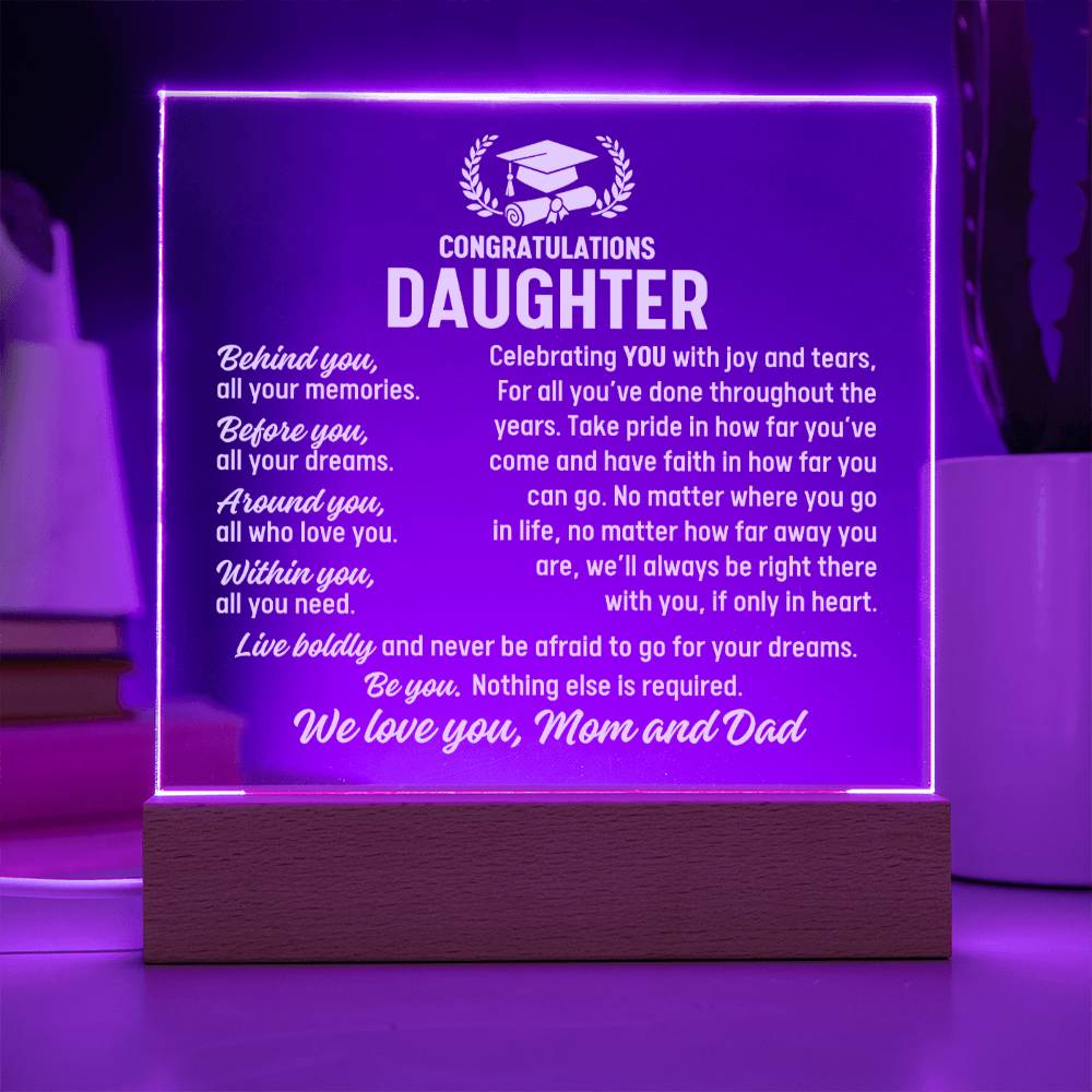 Duaghter Graduation Gift From Mom and Dad,  Acrylic Plaque