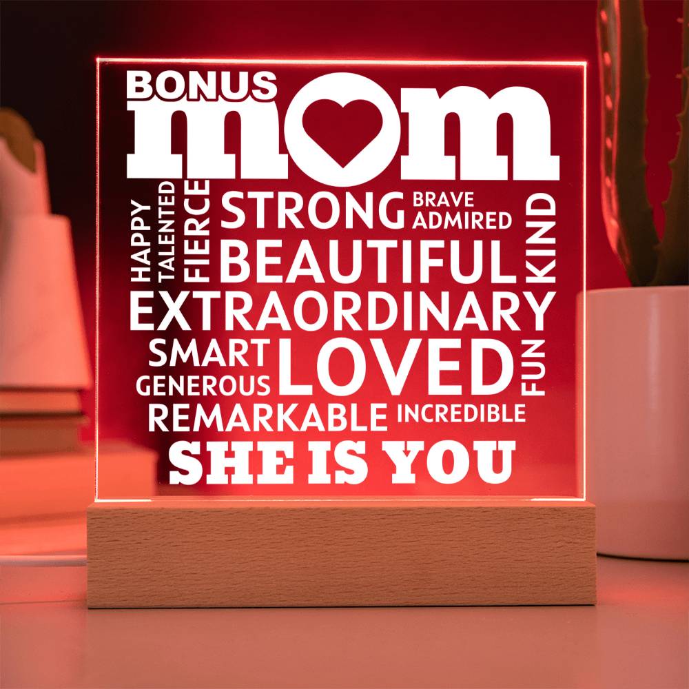 [Best Seller] Bonus MOM "She Is You" Acrylic Plaque With Lighted Base