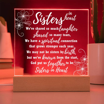 Sisters In Heart Acrylic Plague Gift
