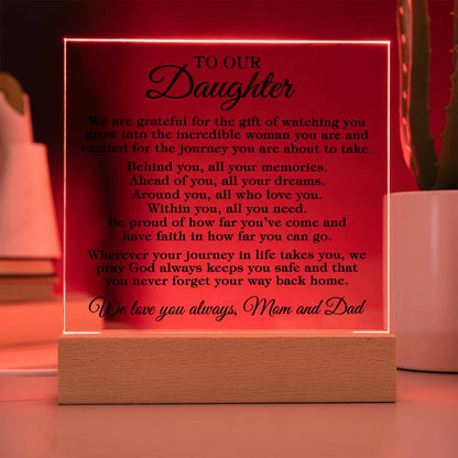 To Daughter "Grateful for the gift..." Acrylic Plaque With Lighted Base