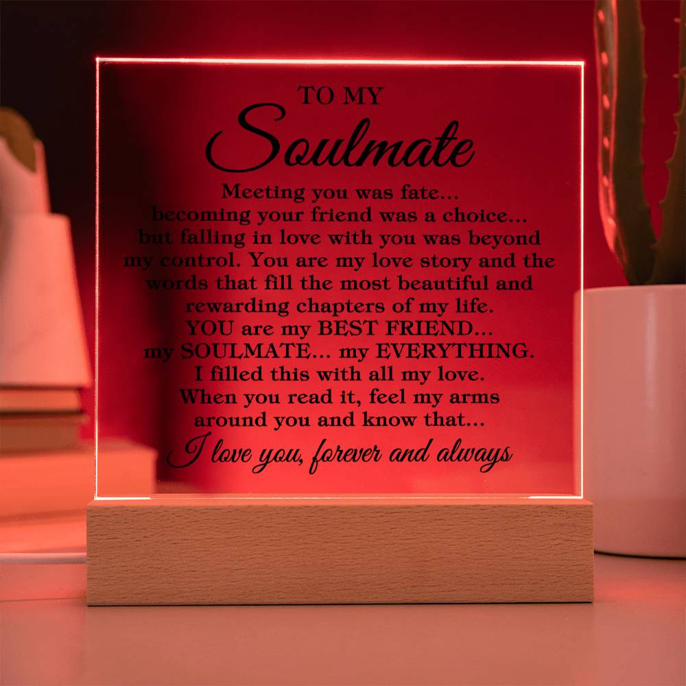 To My Soulmate "Meeting you was..." Acrylic Plaque