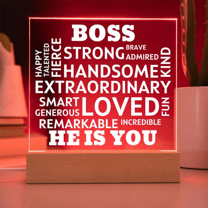 BOSS "He Is You" Positive Affirmations Acrylic Plaque With Lighted Base