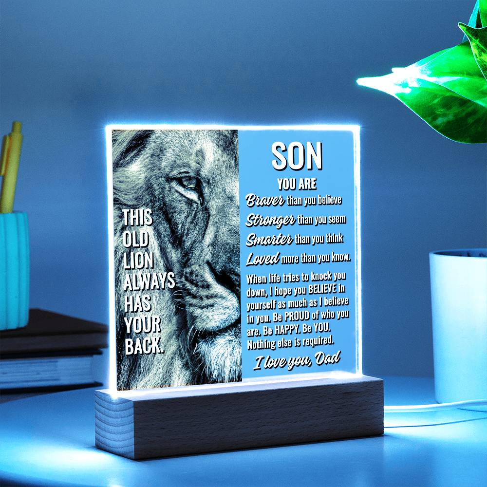 To Son From Dad "This old lion..." Acrylic Plaque