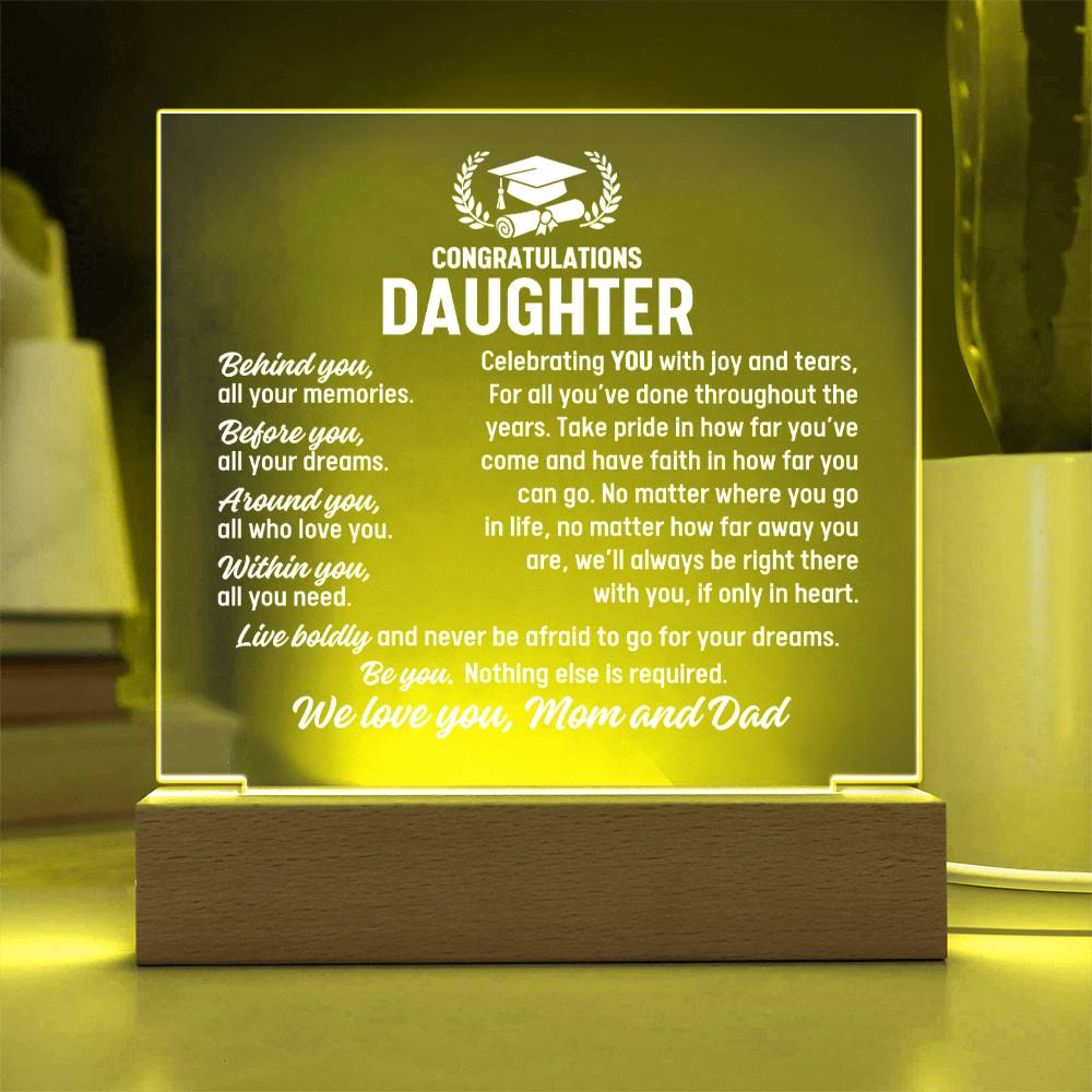 Duaghter Graduation Gift From Mom and Dad,  Acrylic Plaque