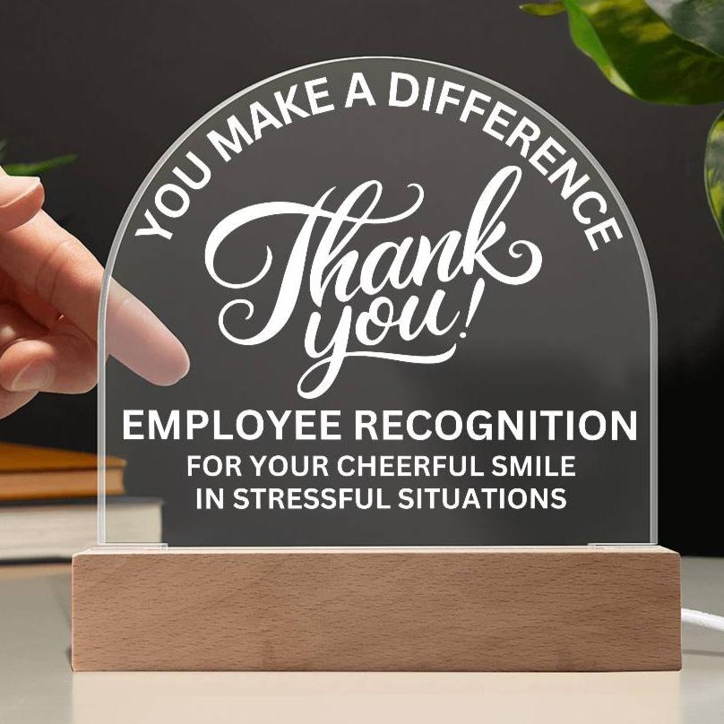 Employee Recognition Award Acrylic Plaque with LED Lighted  Dome (with 7 Color Settings all in 1)