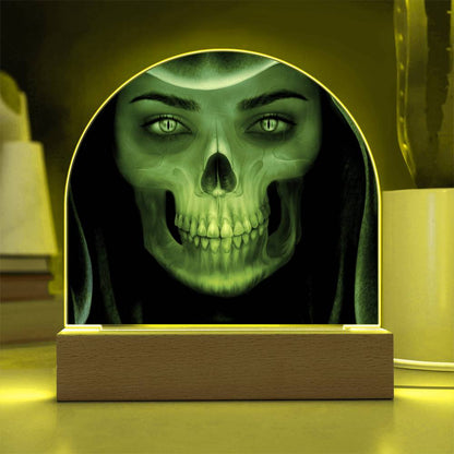 Skull Maiden Halloween Acrylic With Lighted Base