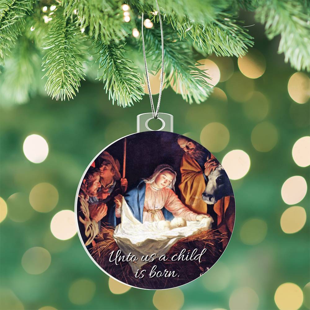 A Child Is Born Acrylic Ornament With Gift Box