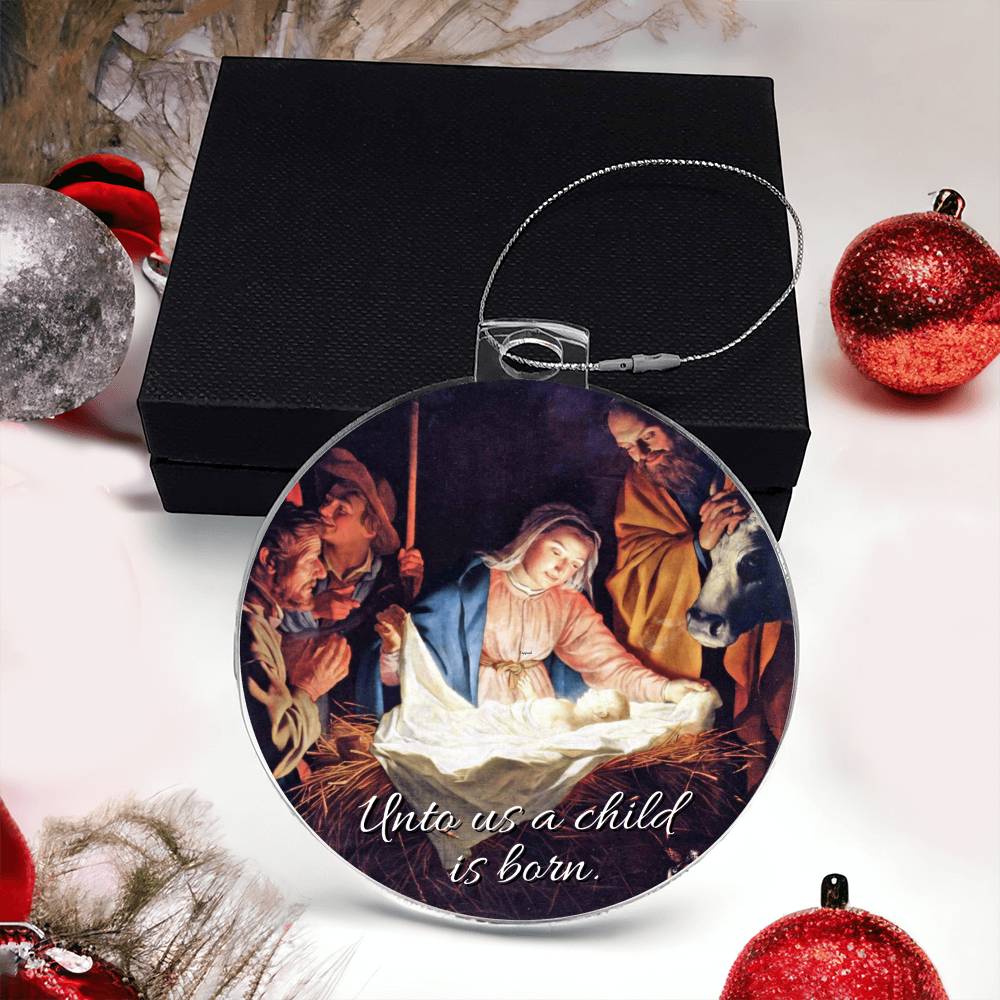 A Child Is Born Acrylic Ornament With Gift Box