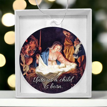 A Child Is Born Acrylic Ornament With Gift Box