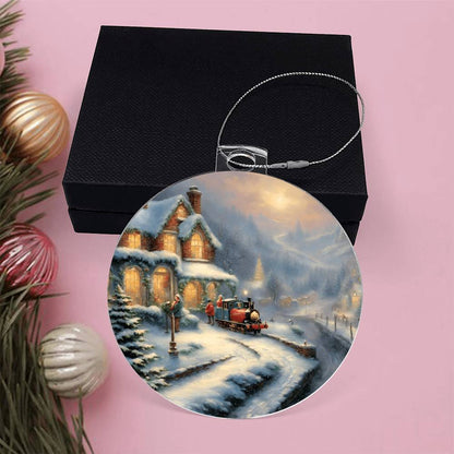 Snowy Christmas Acrylic Ornament With Gift Box