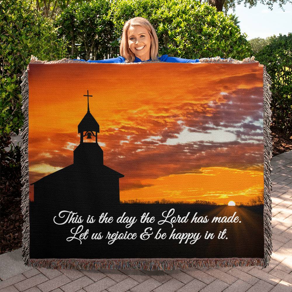 Country Church "This is the day the Lord has made" Woven Heirloom Blanket