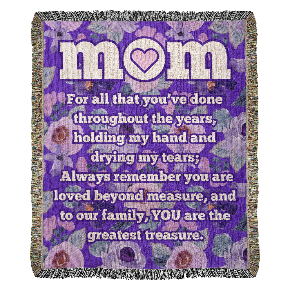 MOM "Greatest Treasure" Loving Woven Heirloom Blanket 50" X 60"