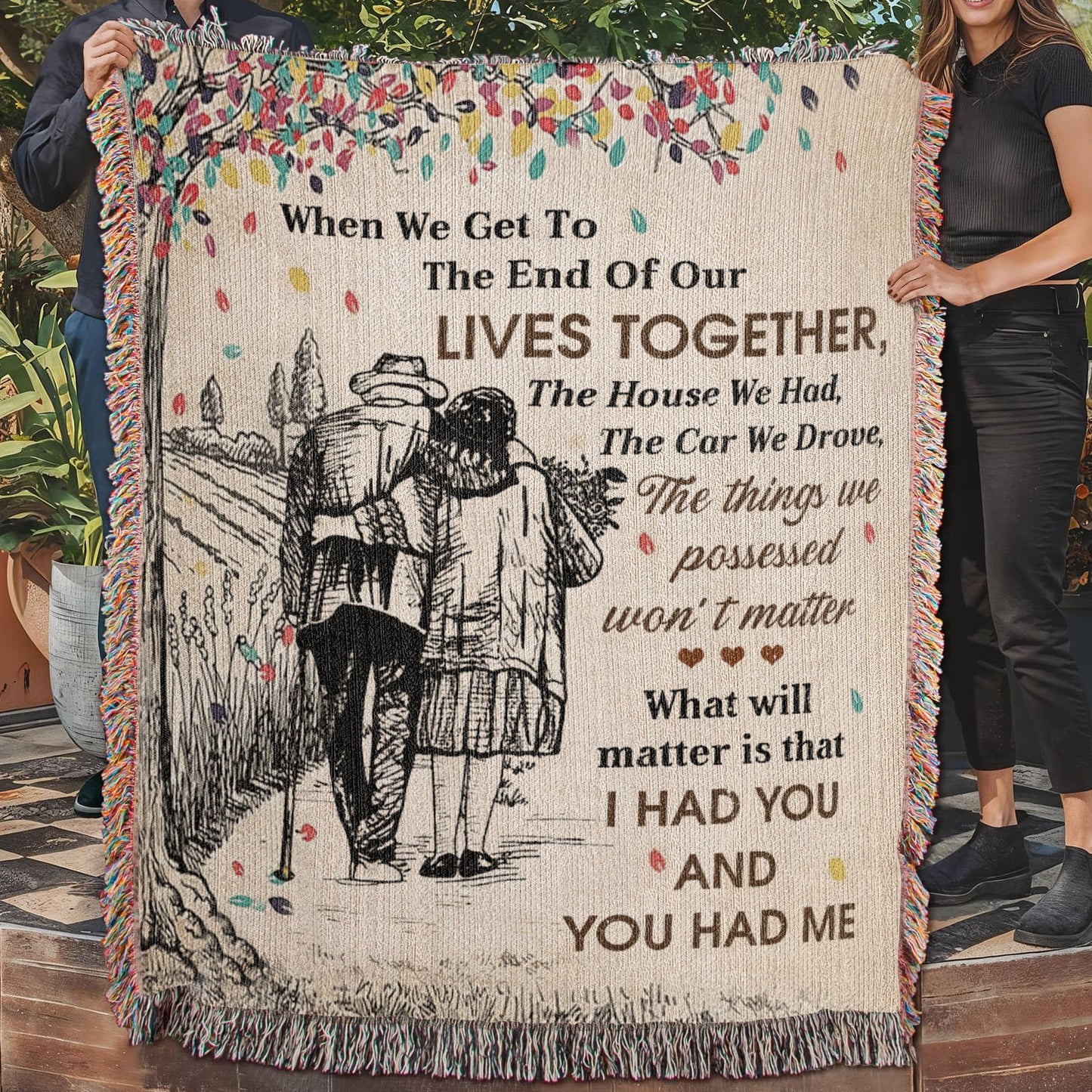 Husband and Wife "I had you and you had me" Woven Heirloom Blanket 50" X 60"