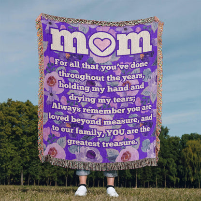 MOM "Greatest Treasure" Loving Woven Heirloom Blanket 50" X 60"