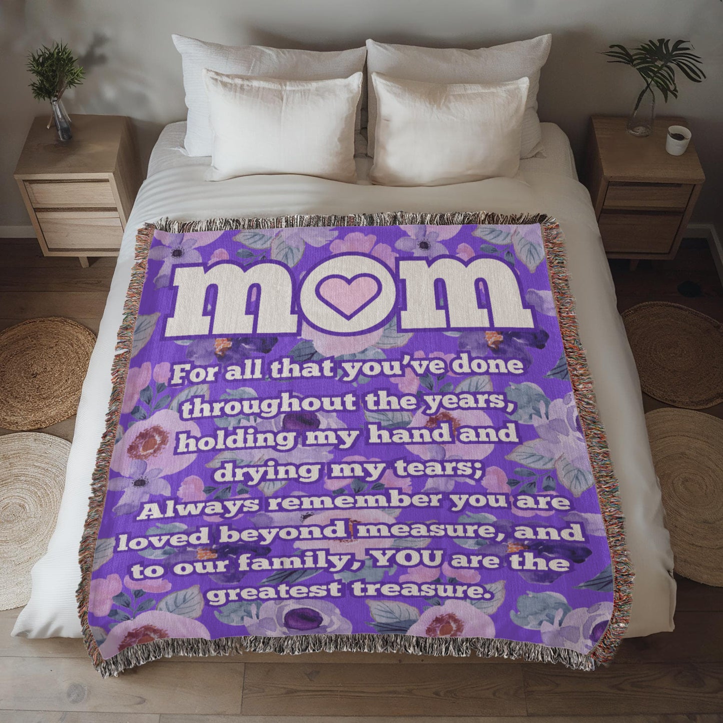 MOM "Greatest Treasure" Loving Woven Heirloom Blanket 50" X 60"