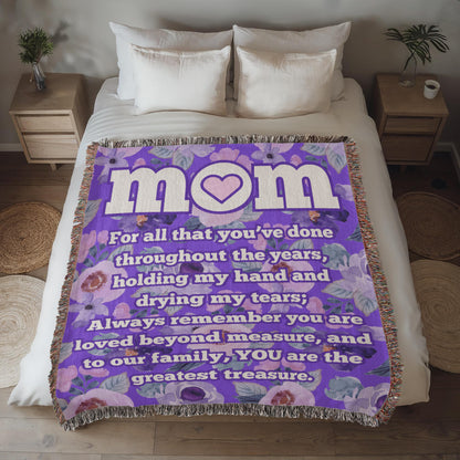 MOM "Greatest Treasure" Loving Woven Heirloom Blanket 50" X 60"