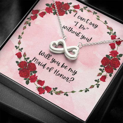 Made of Honor Proposal Red Roses Love Infinity Necklace