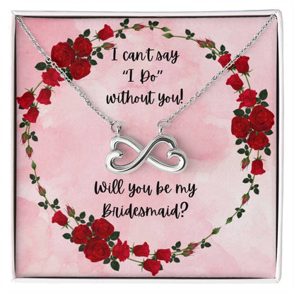 Bridesmaid Proposal Red Roses Love Infinity Necklace