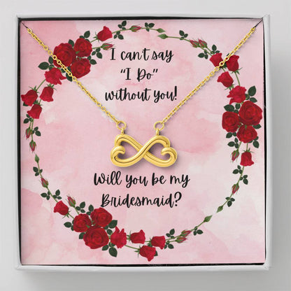 Bridesmaid Proposal Red Roses Love Infinity Necklace