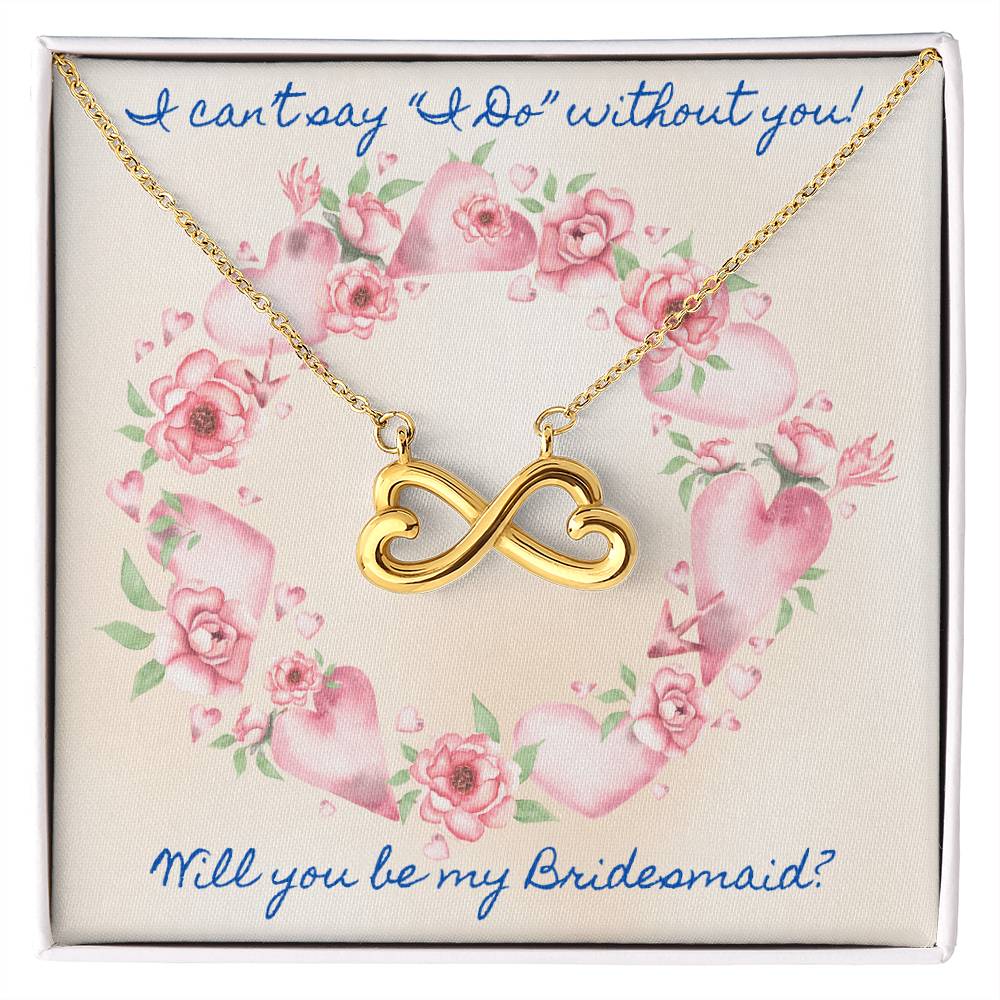 Bridesmaid Proposal Pink Roses Love Infinity Necklace