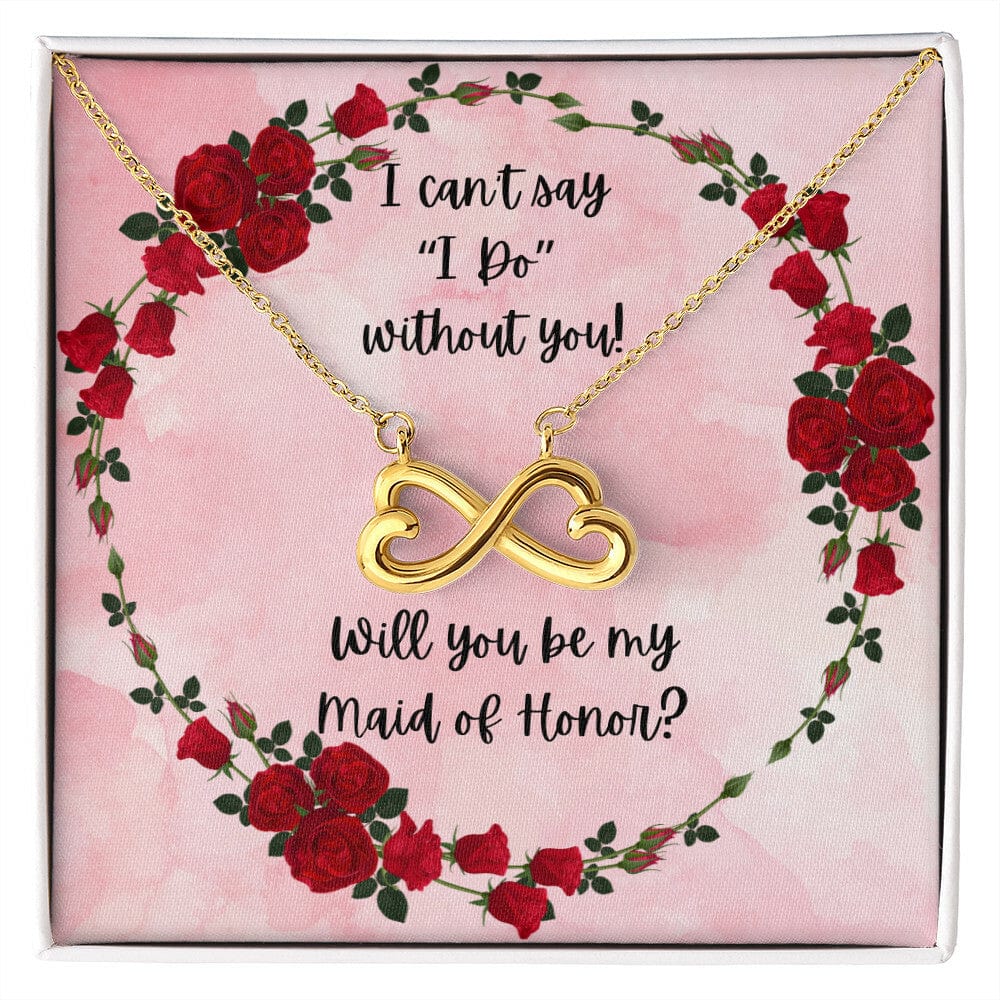 Made of Honor Proposal Red Roses Love Infinity Necklace