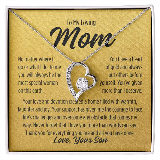 To My Loving Mom From Son "No matter.." Forever Love Necklace