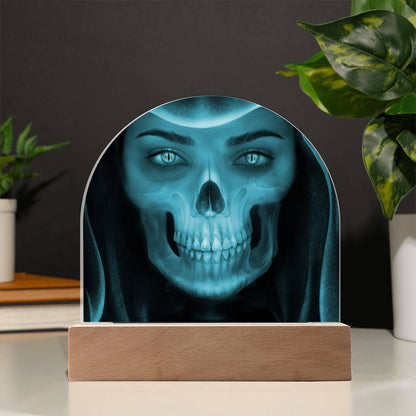 Skull Maiden Halloween Acrylic With Lighted Base