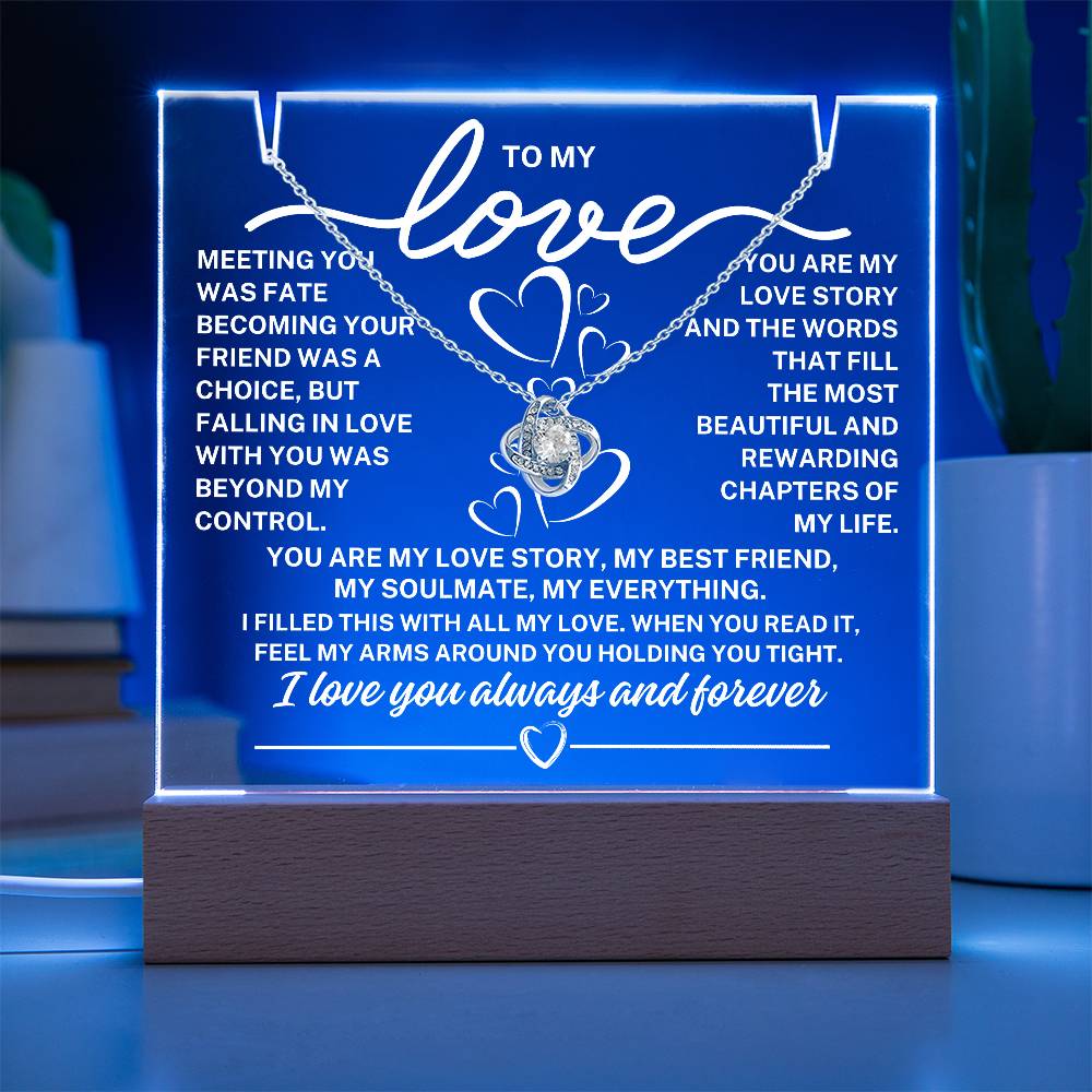 To My Love "Meeting you was fate..." Acrylic Plaque With Lighted Base