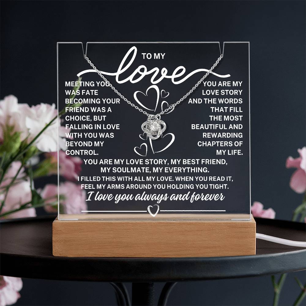 To My Love "Meeting you was fate..." Acrylic Plaque With Lighted Base