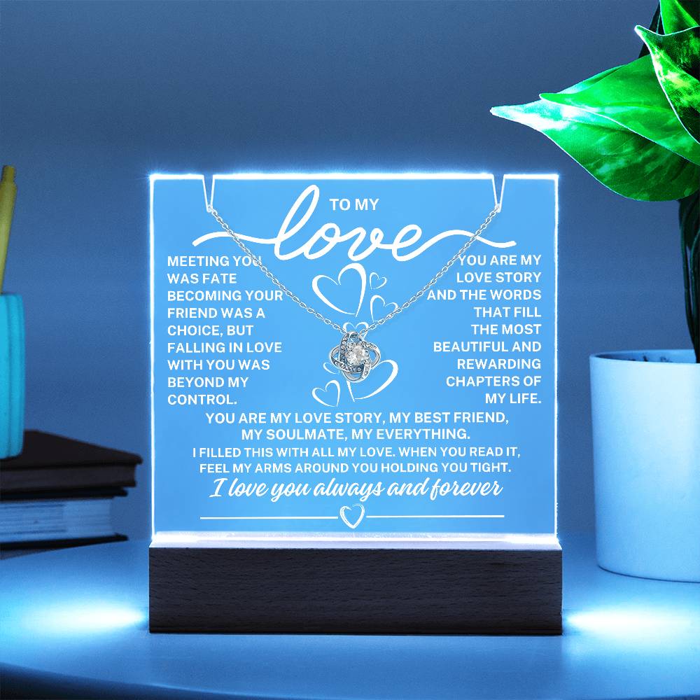 To My Love "Meeting you was fate..." Acrylic Plaque With Lighted Base