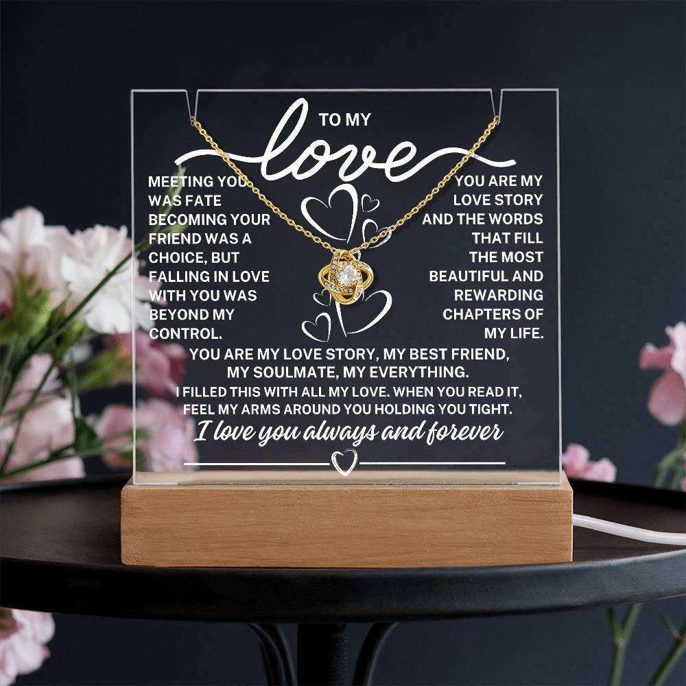 To My Love "Meeting you was fate..." Acrylic Plaque With Lighted Base