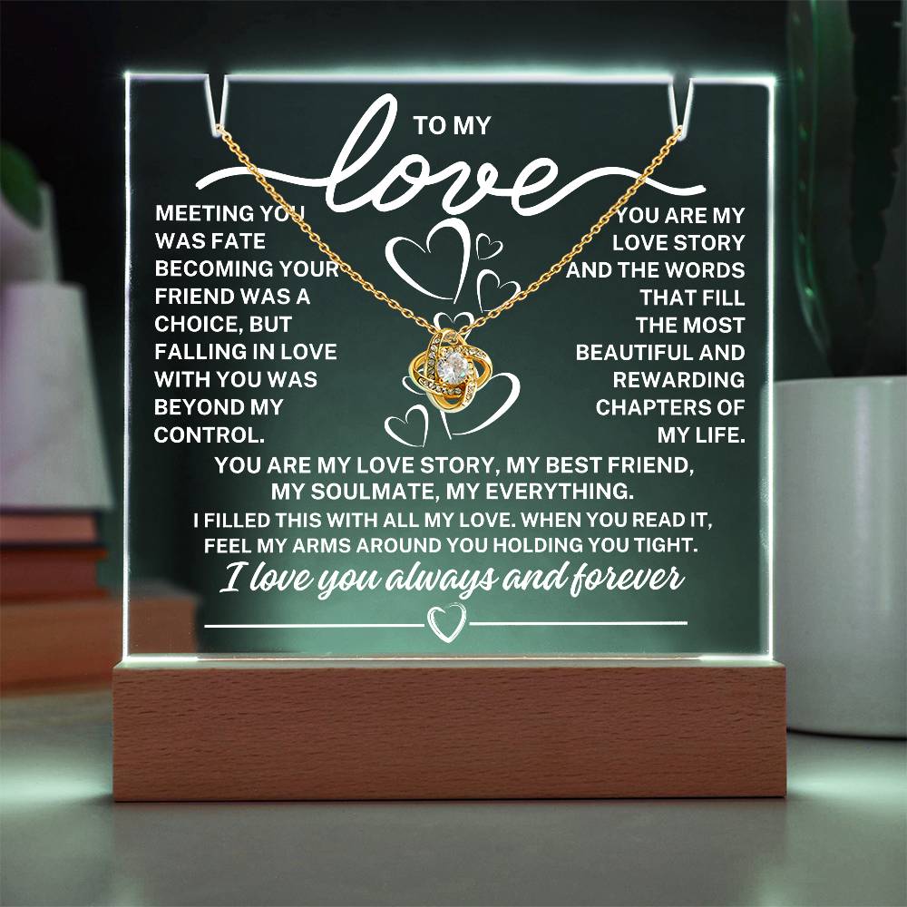 To My Love "Meeting you was fate..." Acrylic Plaque With Lighted Base