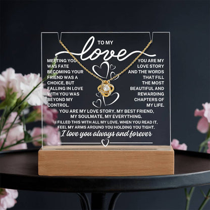 To My Love "Meeting you was fate..." Acrylic Plaque With Lighted Base