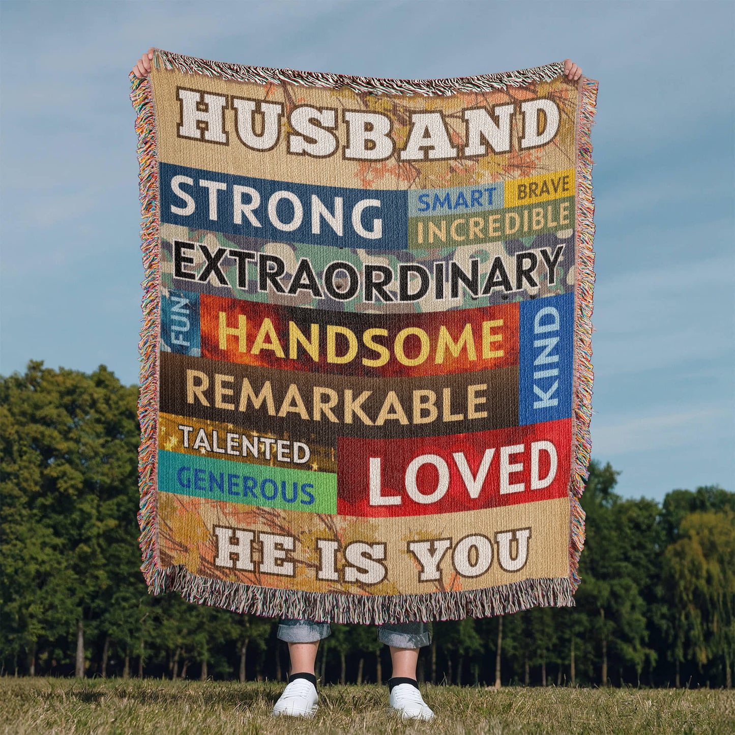 HUSBAND "He Is You" Loving Affirmations Woven Heirloom Blanket 50" X 60"