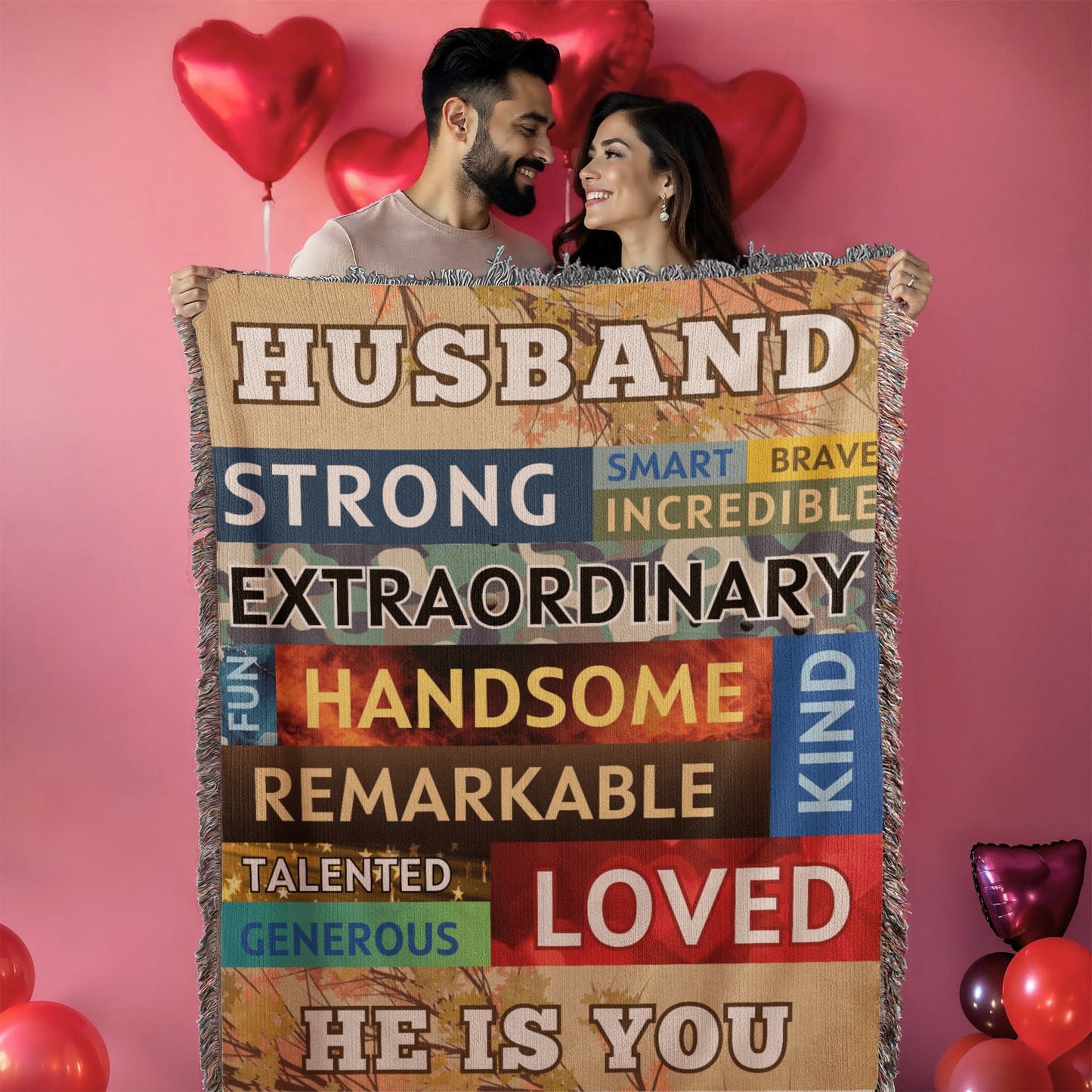 HUSBAND "He Is You" Loving Affirmations Woven Heirloom Blanket 50" X 60"