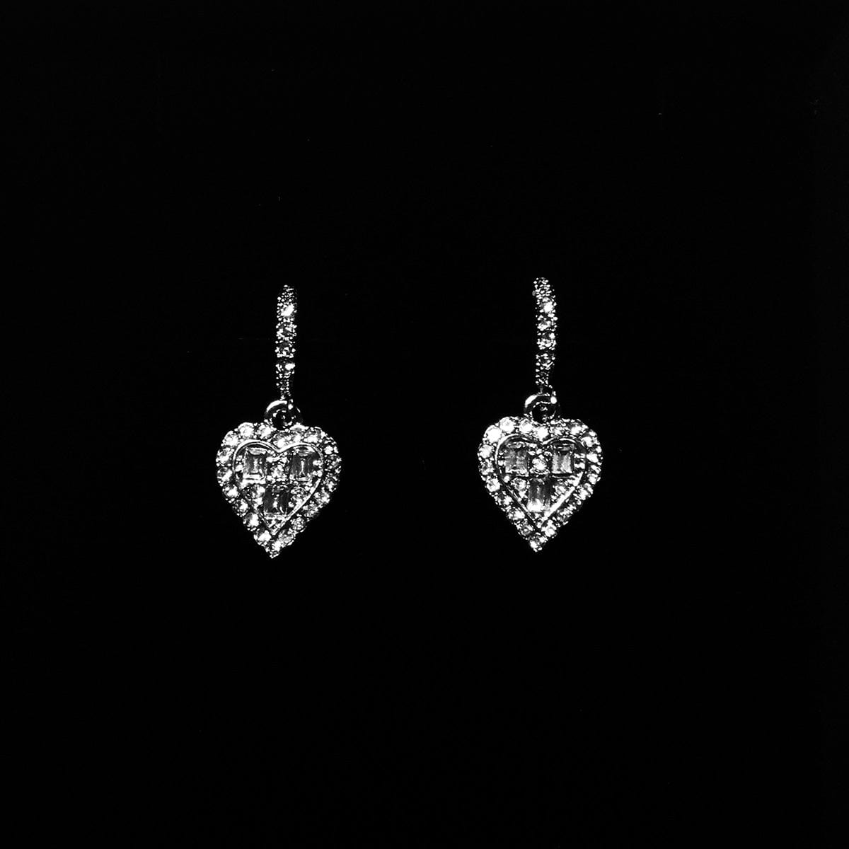 Zirconia Crystal Heart Earrings Sterling Silver