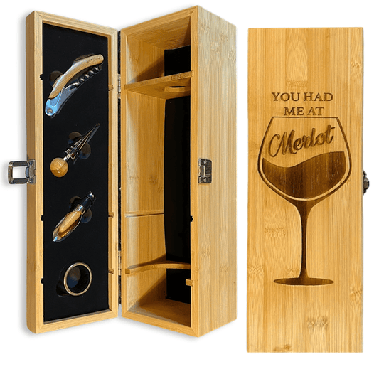 You Had Me At Merlot Laser Engraved Wine Box Gift Set