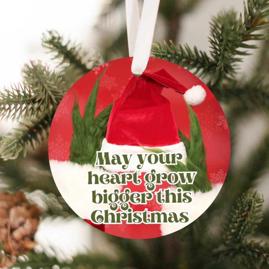 May Your Heart Grow Bigger Christmas Tree Ornament (Stocking stuffer, Friends Gift, Co-Worker Gift Bulk Savings)