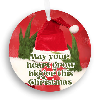 May Your Heart Grow Bigger Christmas Tree Ornament (Stocking stuffer, Friends Gift, Co-Worker Gift Bulk Savings)