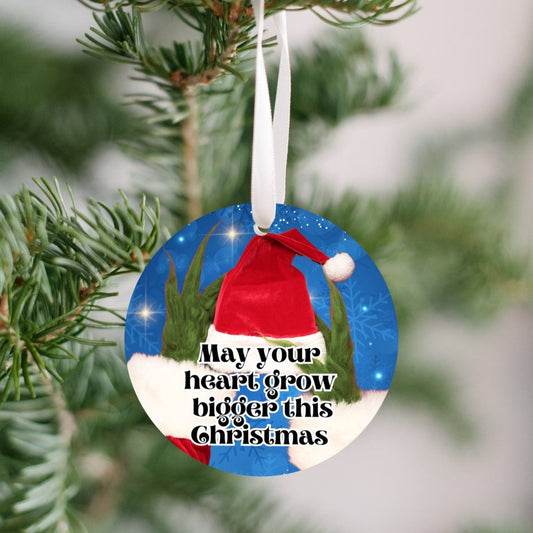 May Your Heart Grow Bigger Christmas Tree Ornament (Stocking stuffer, Friends Gift, Co-Worker Gift Bulk Savings)