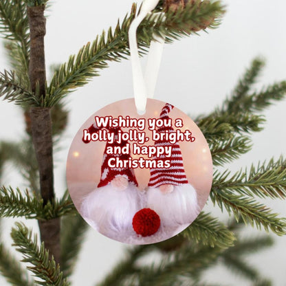 Holly Jolly Christmas Gnomes Tree Ornament  (Stocking stuffer, Friends Gift, Co-Worker Gift Bulk Savings)